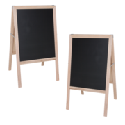 Crestline Products Marquee Easel (Natural Hardwood) Two Black Chalkboards 31222